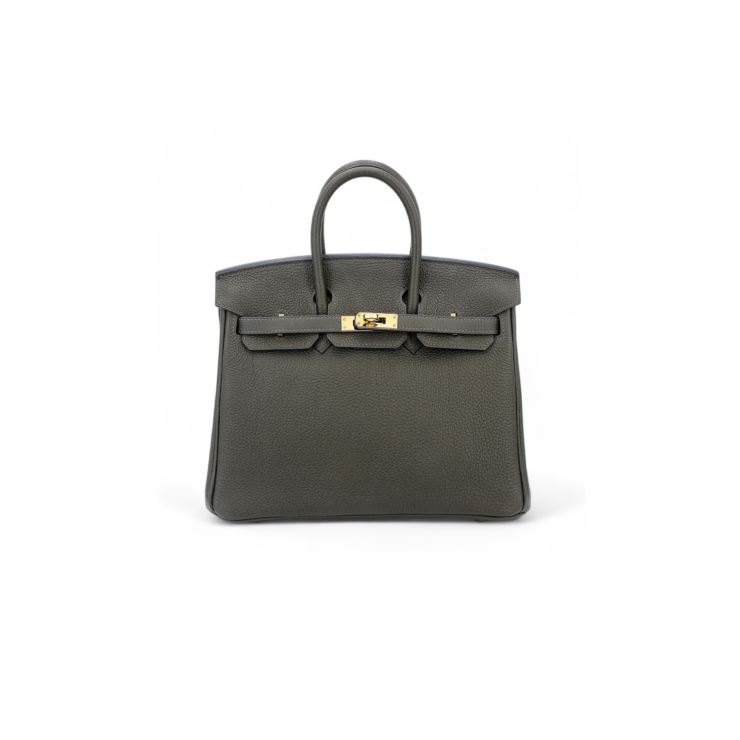 HERMÈS MASTER BIRKIN 25 TOGO LEATHER PEWTER GREY GOLD BUCKLE BAG H028369CC8F (25*20*13cm)